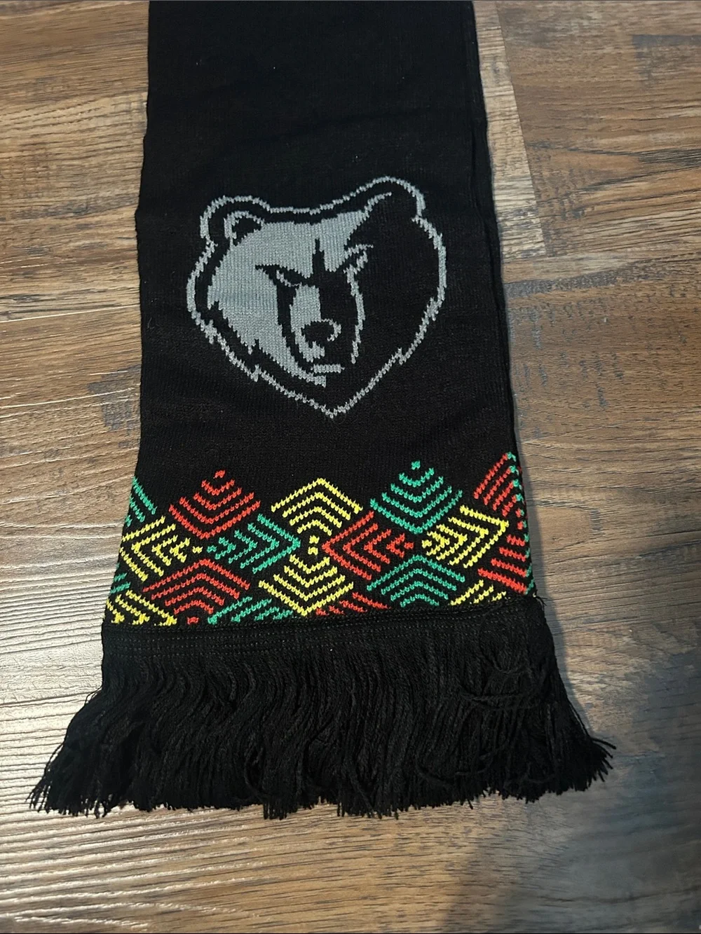 Memphis Grizzlies Winter Scarves in Black with Red, Yellow & Green Accents (2)
